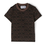 Moschino Kids T-Shirt Neonato Marrone con Logo All-over