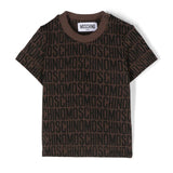 Moschino Kids T-Shirt Neonato Marrone con Logo All-over