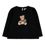 Moschino Kids T-Shirt Manica Lunga Nera con Teddy per Neonate