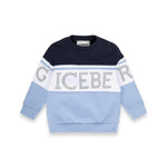 Iceberg Kids Felpa Girocollo Blu/azzurra con Stampa Logo Frontale a Contrasto per Neonati