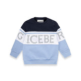 Iceberg Kids Felpa Girocollo Blu/azzurra con Stampa Logo Frontale a Contrasto per Neonati