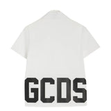 Gcds Kids Camicia Bianco con Logo Nero Bambini