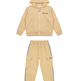 Palm Angels Kids Completo Beige con Logo e Strisce Laterali per Neonati
