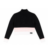 Elisabetta Franchi La Mia Bambina Maglia Lupetto Nero/Nude e Avorio con Logo per Bambine