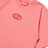 Diesel Kids T-shirt Cropped Corallo con Logo Oval D per Bambine