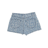 Pinko Kids Short Denim Logo All Over per Bambine