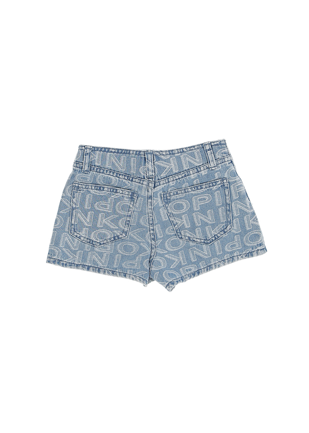 Pinko Kids Short Denim Logo All Over per Bambine