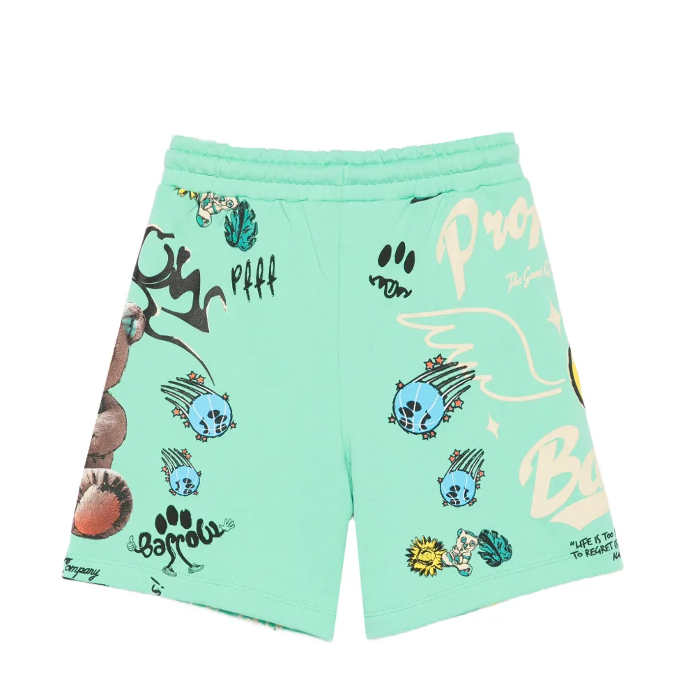 Barrow Kids Short Verde con Stampa All-Over per Bambine