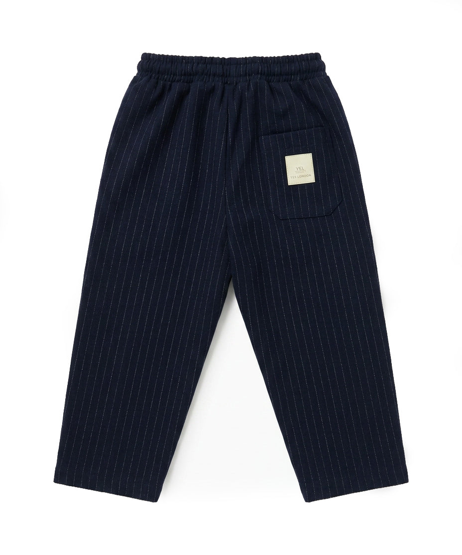 Yes London Kids Pantalone Blu Gessato con Patch sul Retro per Bambini