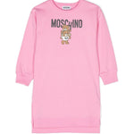 Moschino Kids Abito Rosa con Stampa Logo per Bambine 