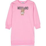 Moschino Kids Abito Rosa con Stampa Logo per Bambine 