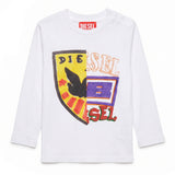 Diesel Kids T-Shirt Bianco con Stampa per Neonati