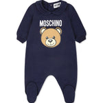 Moschino Kids Tutina Blu Navy con Logo Teddy Bear