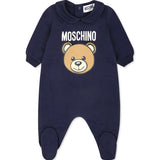 Moschino Kids Tutina Blu Navy con Logo Teddy Bear