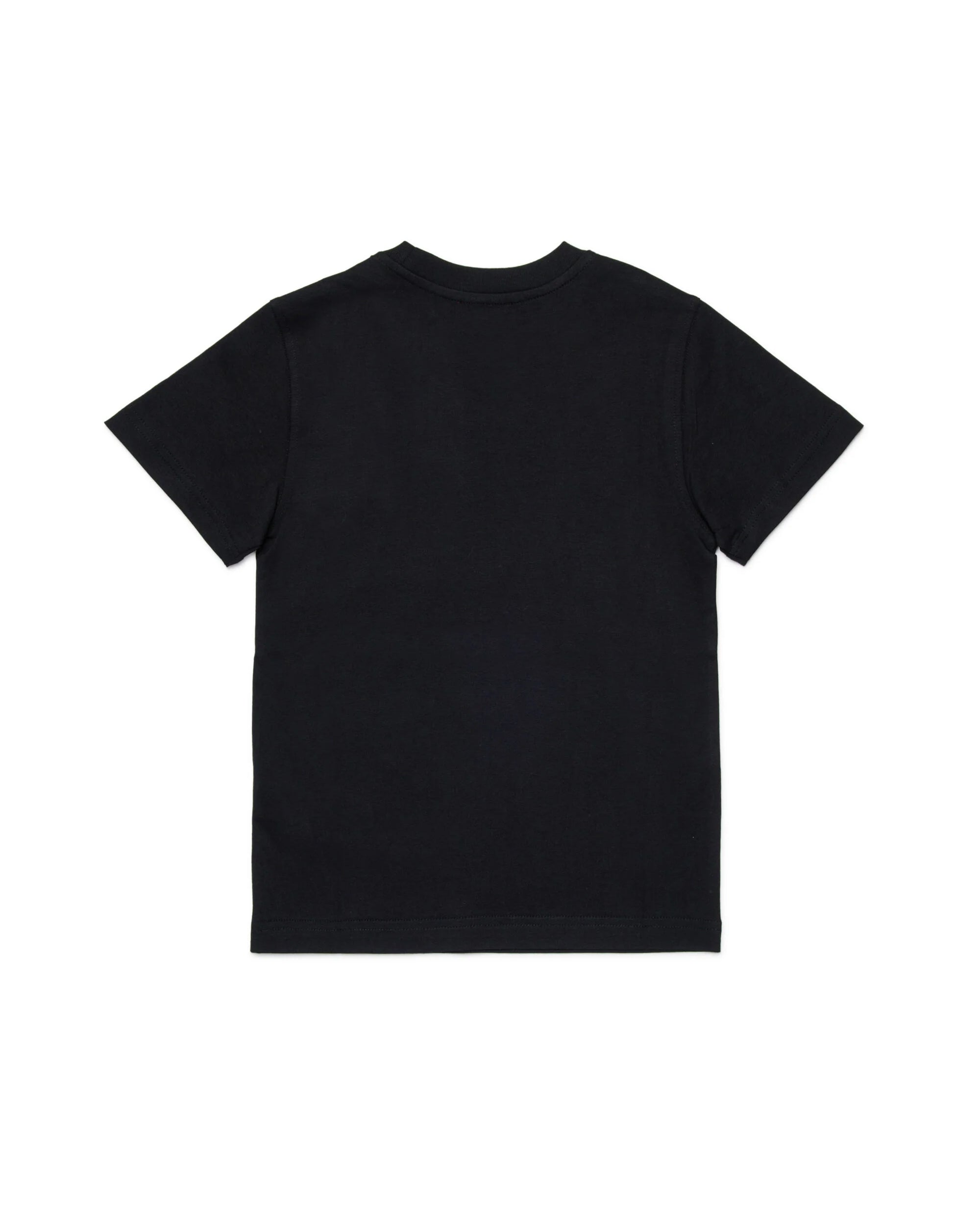 Diesel Kids T-shirt Nera con Dettaglio Logo Metallico Unisex per Bambini