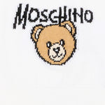 Moschino Kids Cappellino Bianco in Maglia con Teddy Bear e Logo Unisex