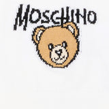 Moschino Kids Cappellino Bianco in Maglia con Teddy Bear e Logo Unisex