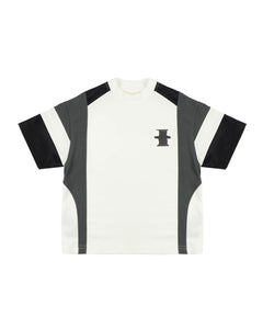 Yes London Kids T-Shirt Bianca con Blocchi di Colore a Contrasto e Logo in Rilievo per Bambini