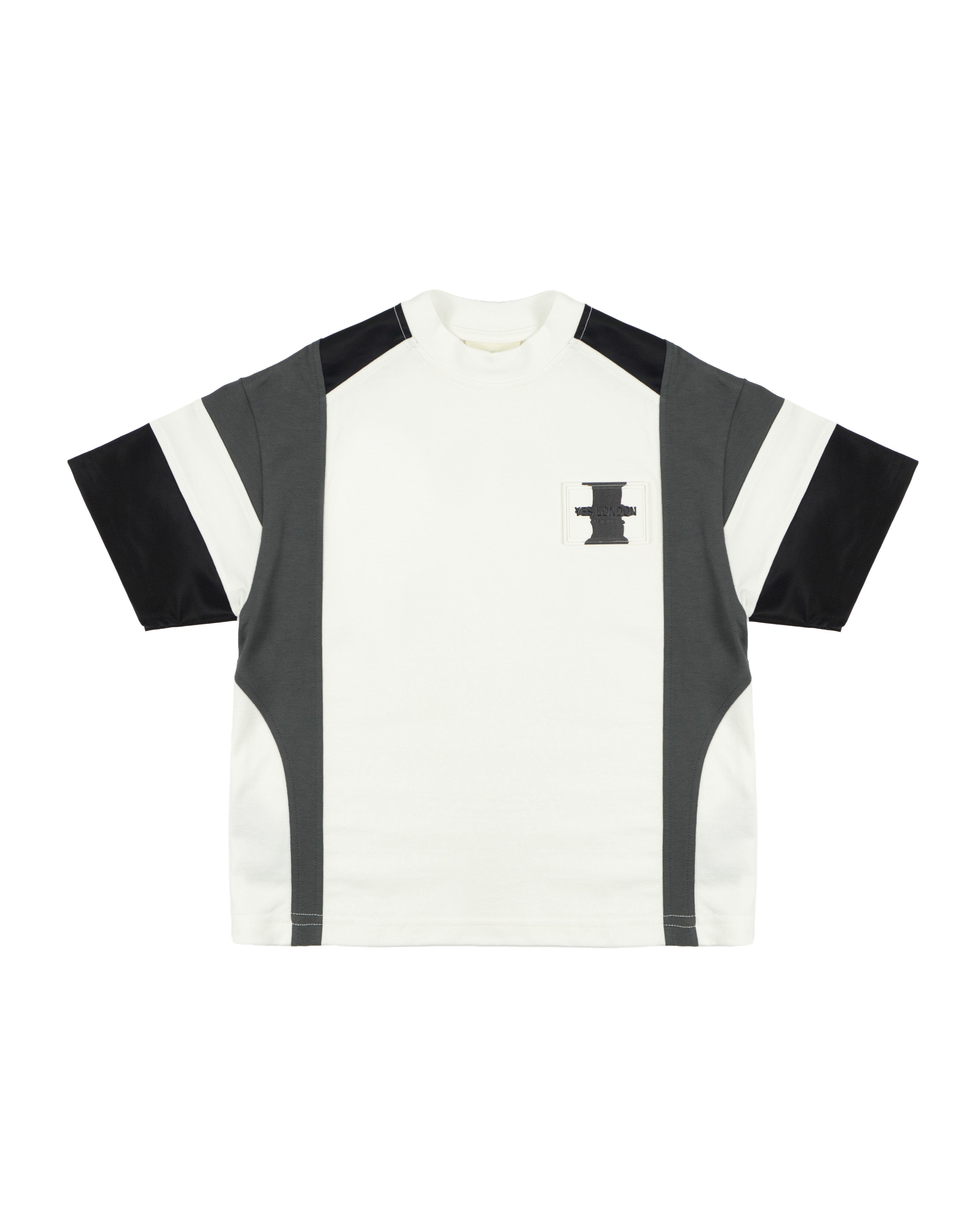 Yes London Kids T-Shirt Bianca con Blocchi di Colore a Contrasto e Logo in Rilievo per Bambini