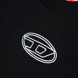 Diesel Kids T-shirt Cropped Nera con Logo Oval D per Bambine