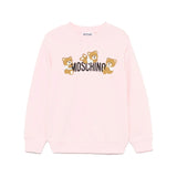 Moschino Kids Pink Crewneck Sweatshirt with Print for Children