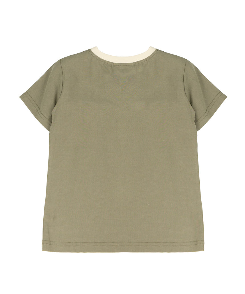 Yes London T-Shirt Verde Militare con Logo per Bambini