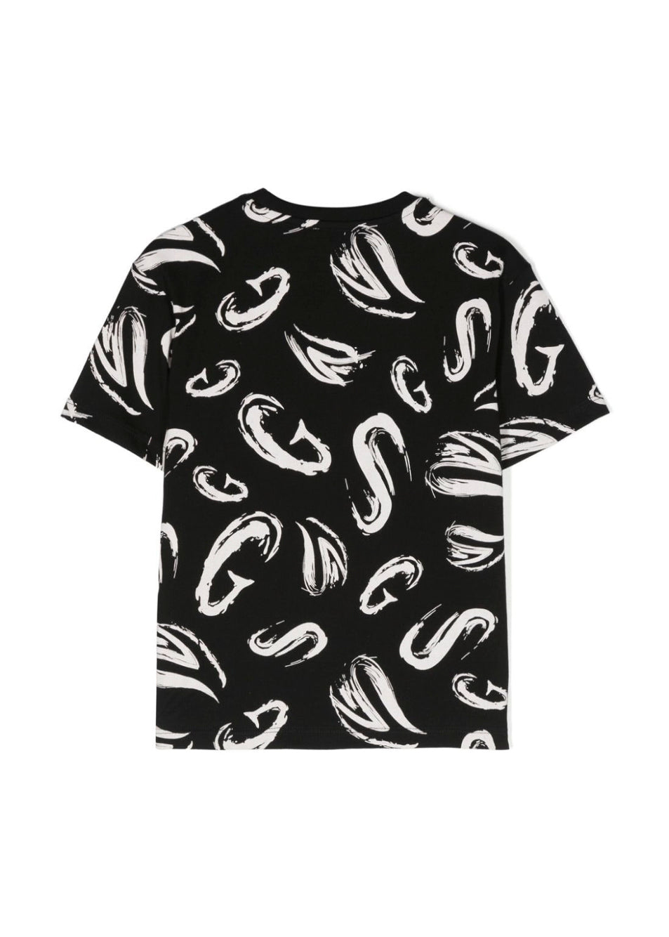 MSGM Kids T-shirt Nera con Stampa Astratta per Bambini