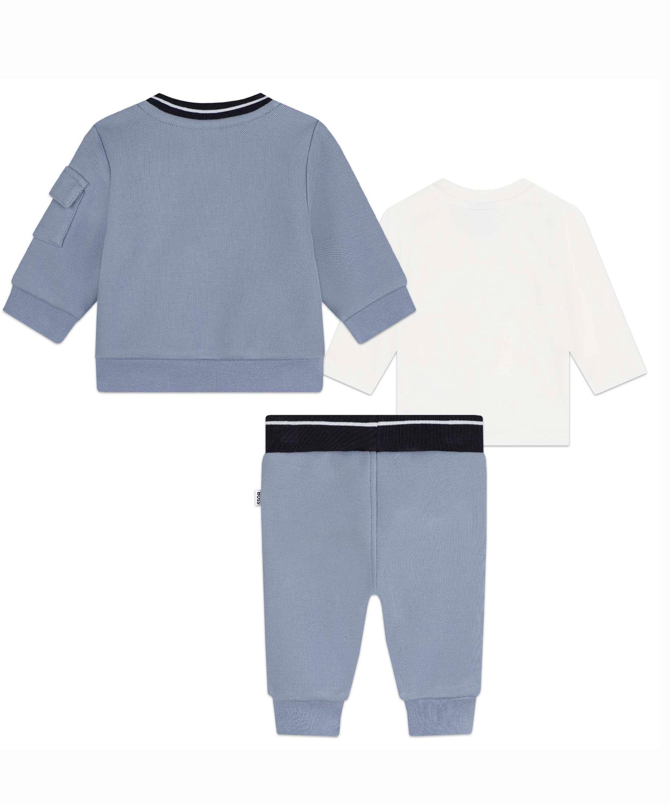 Boss Kids Felpa con Pantaloni Azzurri con T-shirt per Neonati (retro)