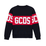 Gcds Kids Felpa Nero con Banda Logata Rosso Unisex