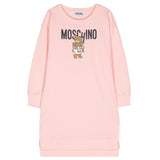 Moschino Kids Abito Rosa Chiaro con Stampa Logo per Bambine