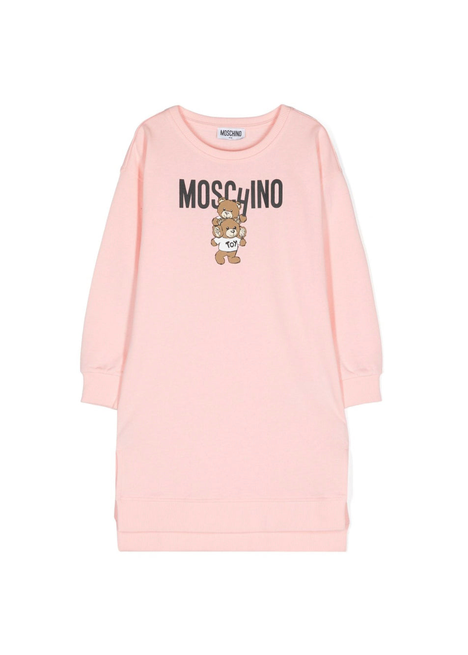 Moschino Kids Abito Rosa Chiaro con Stampa Logo per Bambine