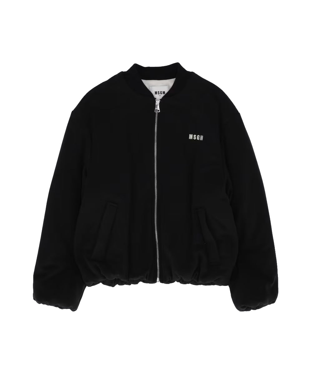 MSGM Kids Giacca con Zip Nero con Logo per Bambine