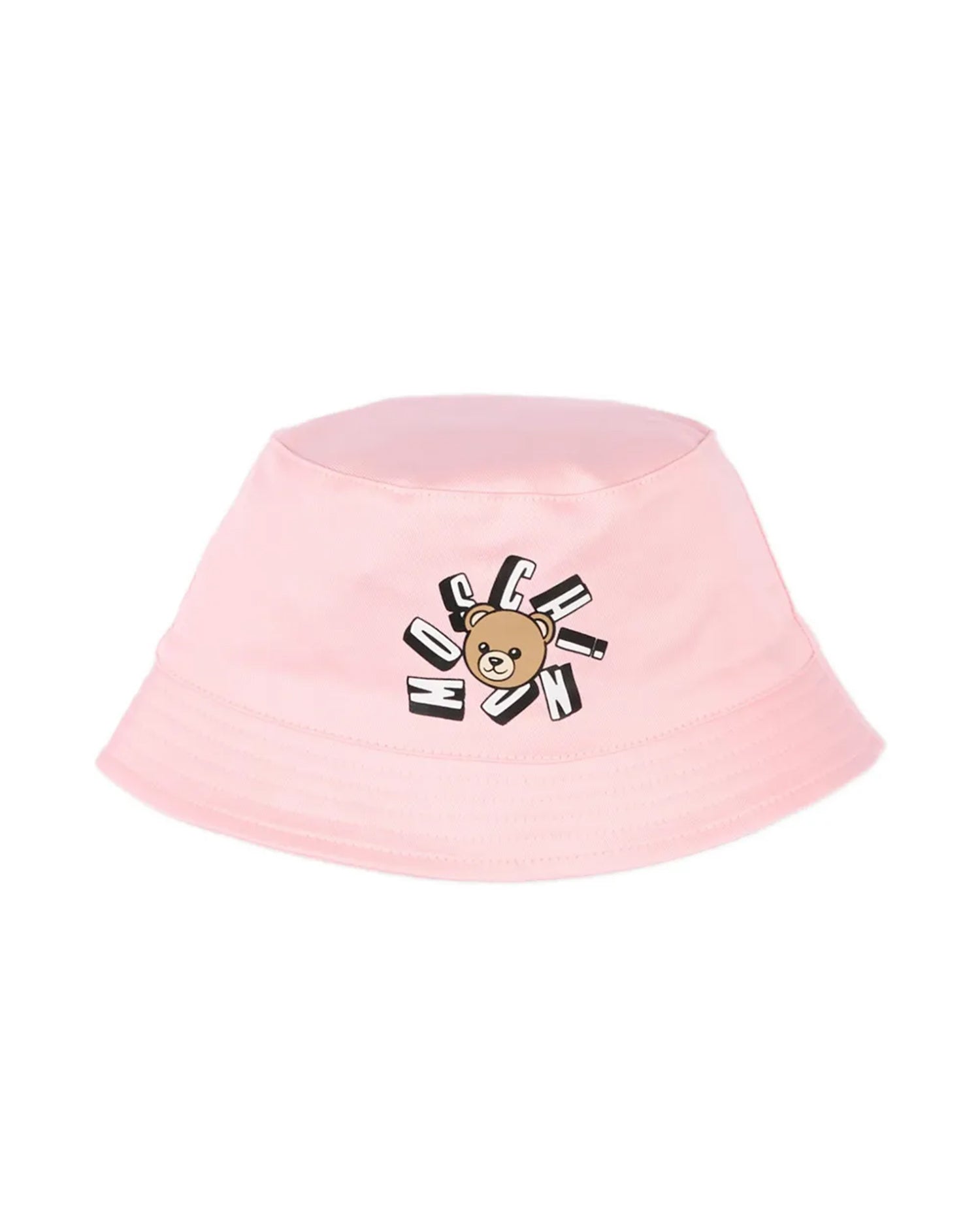 Moschino Kids Bucket Rosa con Logo Teddy Bear per Neonate