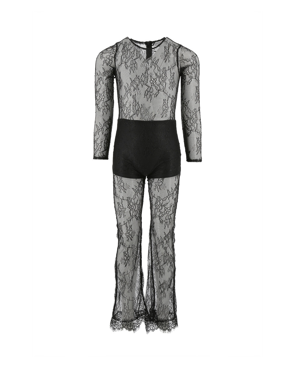 Pinko Kids Tuta in Pizzo Nera con T-shirt per Bambine