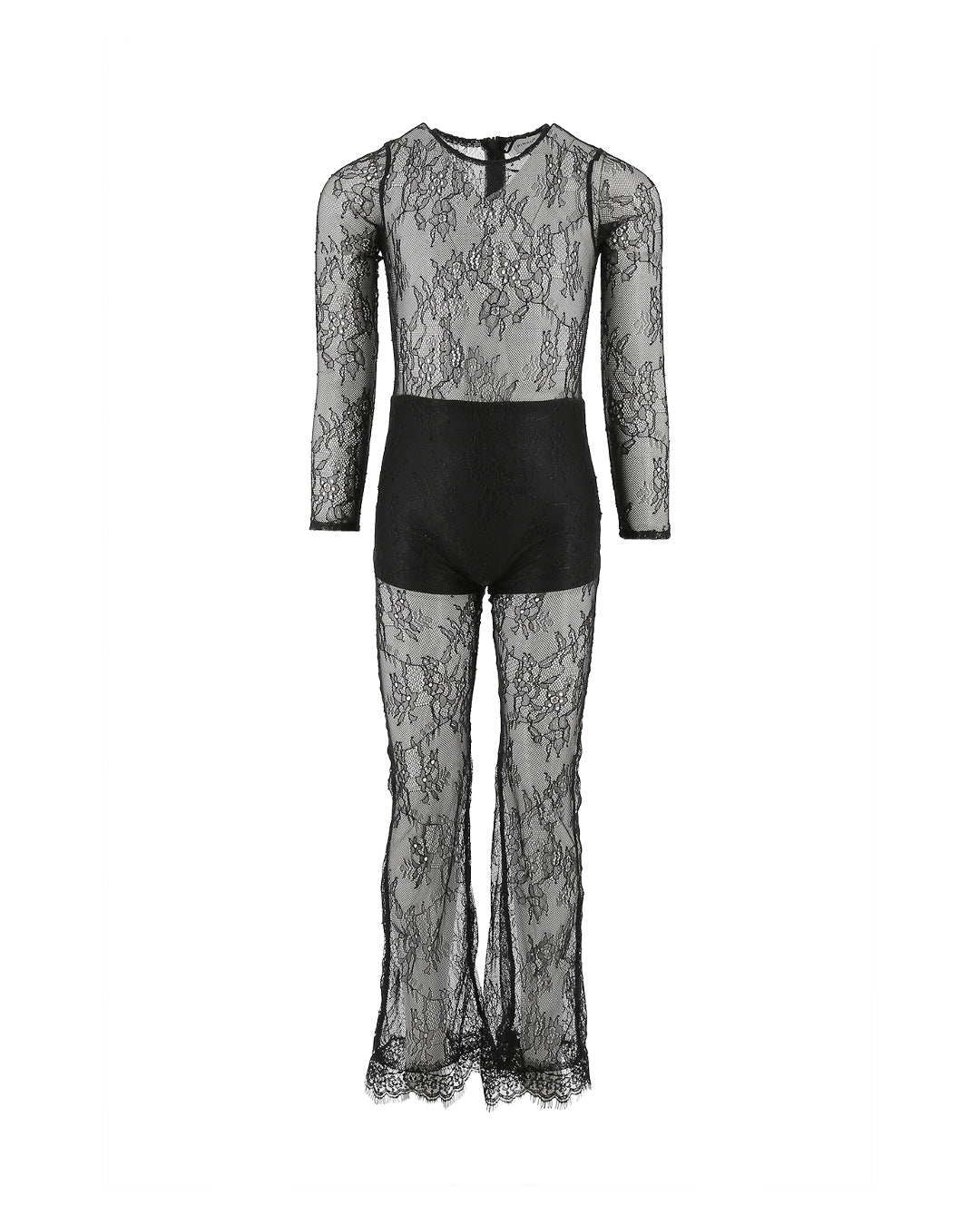 Pinko Kids Tuta in Pizzo Nera con T-shirt per Bambine