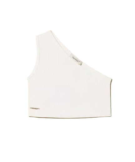 Twinset Kids Top Off-White con Logo per Bambine
