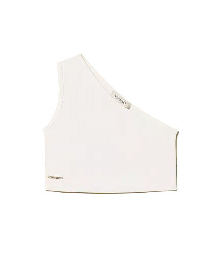 Twinset Kids Top Off-White con Logo per Bambine