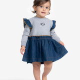 Diesel Kids Abito in Felpa con Denim per Neonate