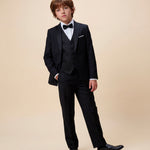 Alessandro Martinez Smoking Nero con Rever Satinato per Bambini