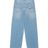 Diesel Kids Pabìntaloni Denim Chiaro Straight con Macro D 2001 per Bambini