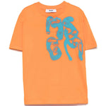 MSGM Kids T-shirt Arancione con Stampa Graffiti per Bambini fronte