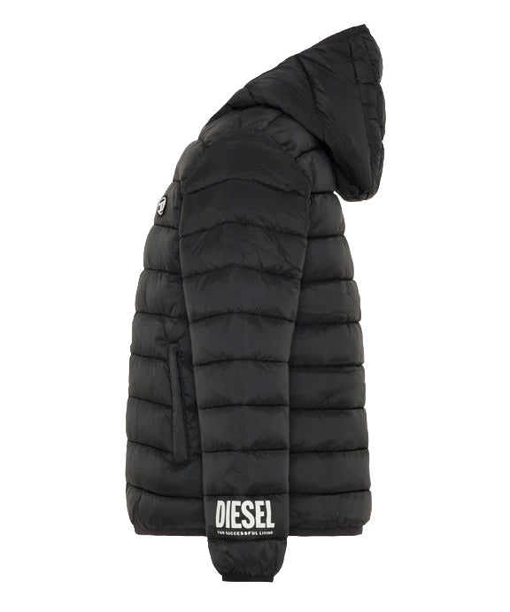 Diesel Kids Giubbino Nero con Logo Bianco Unisex