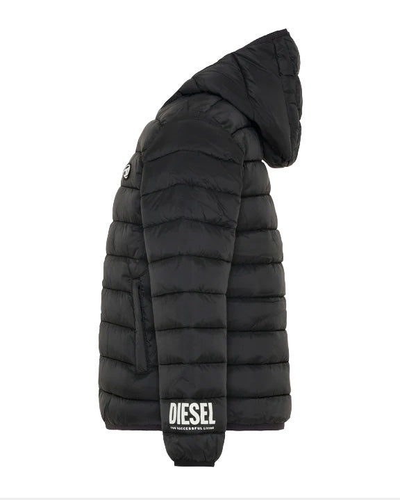 Diesel Kids Giubbino Nero con Logo Bianco Unisex