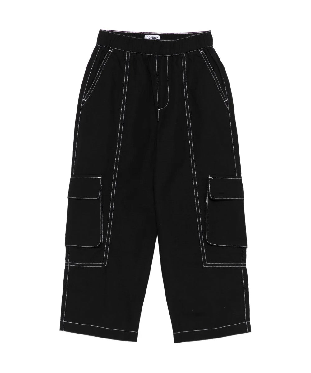 Moschino Kids Pantaloni Neri con Tasche per Bambine