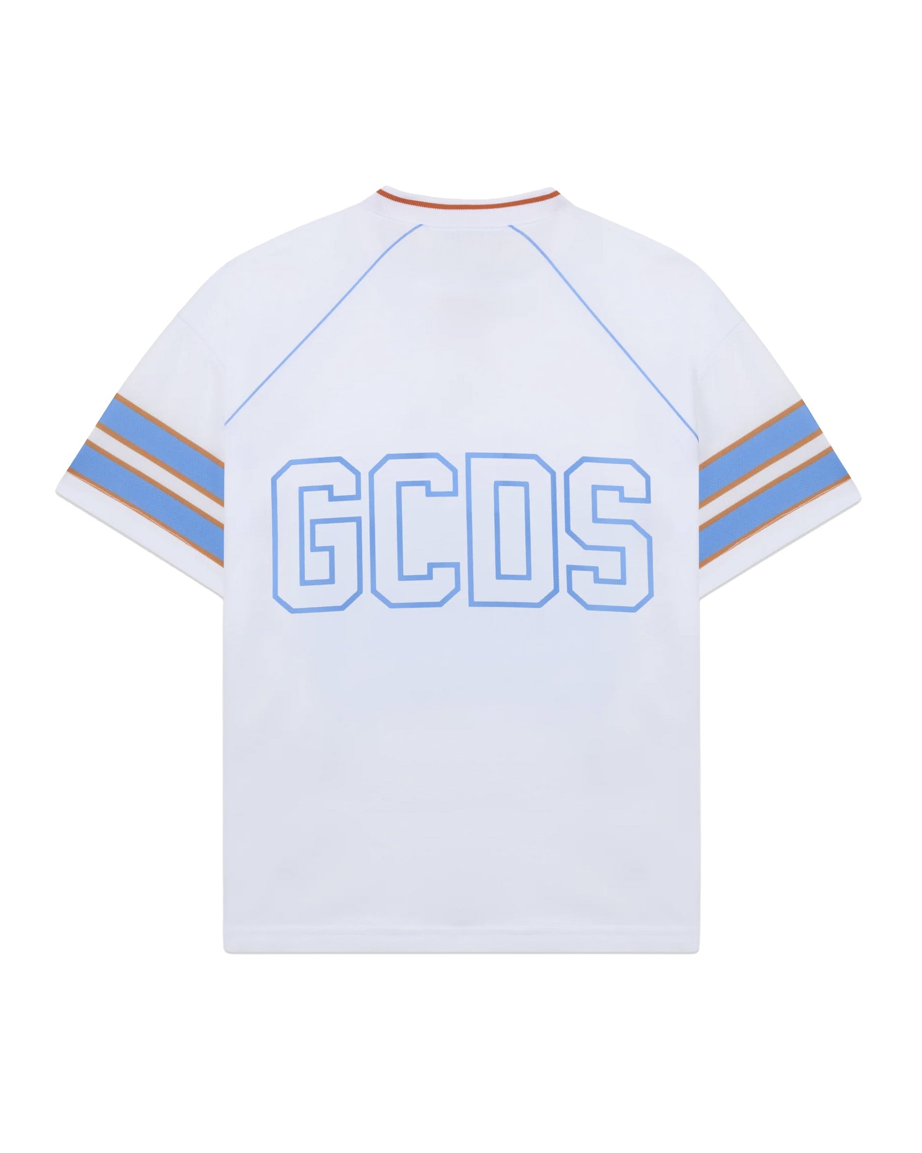 Gcds Kids T-Shirt Bianco e Blu con Logo per Bambini
