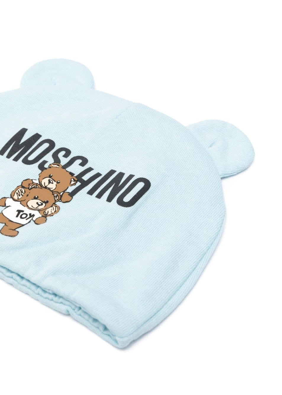 Moschino Kids Cappellino Cielo con Stampa Logo Teddy Bear per Neonati (dettaglio)