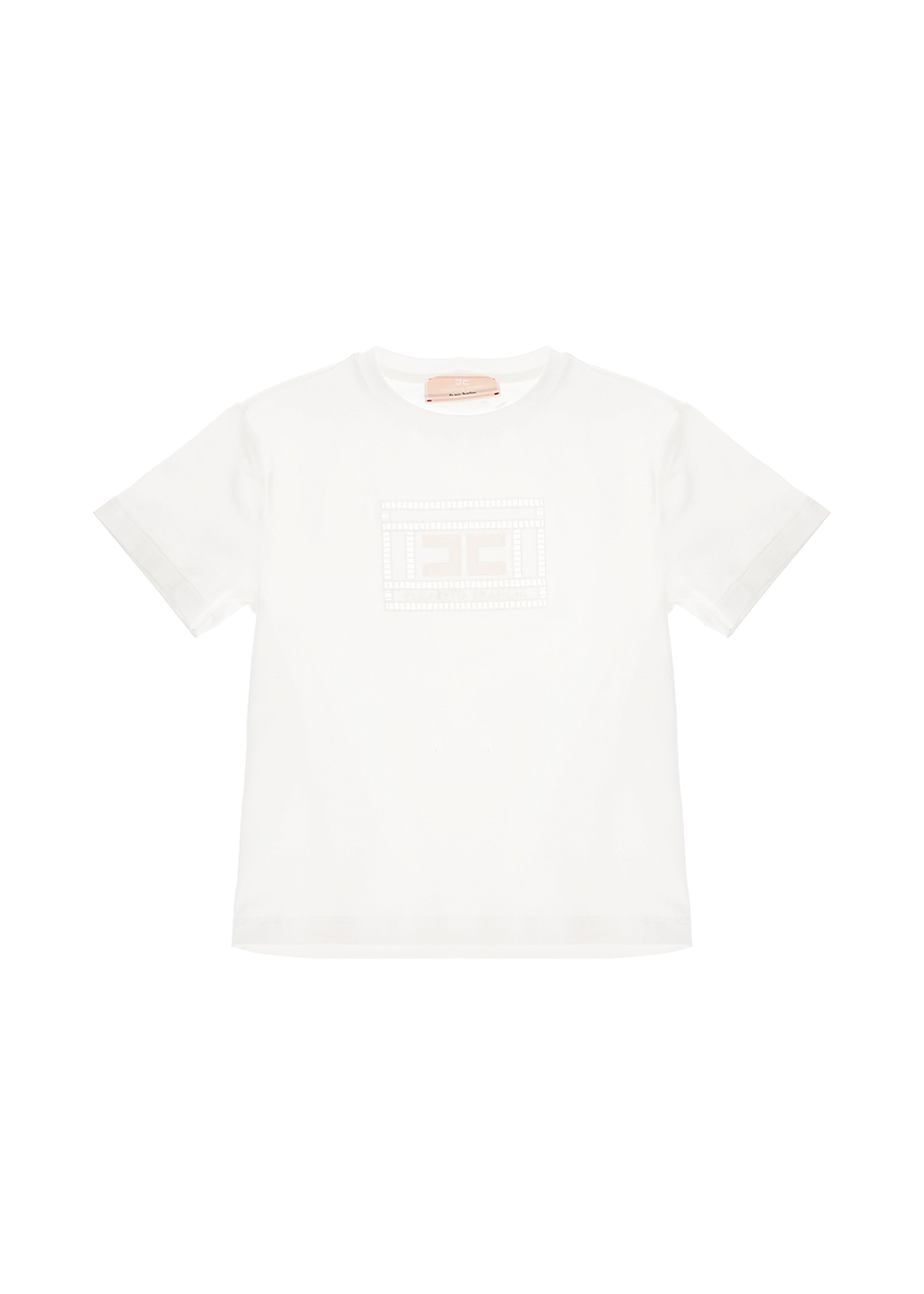 Elisabetta Franchi La Mia Bambina T-shirt Panna con Ricamo Ajour per Bambine