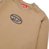 Diesel Kids Felpa Girocollo Beige Oval D per Bambini