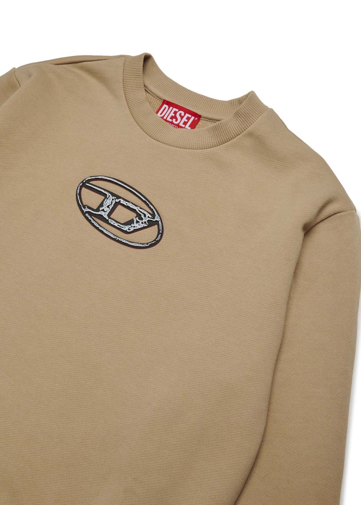 Diesel Kids Felpa Girocollo Beige Oval D per Bambini