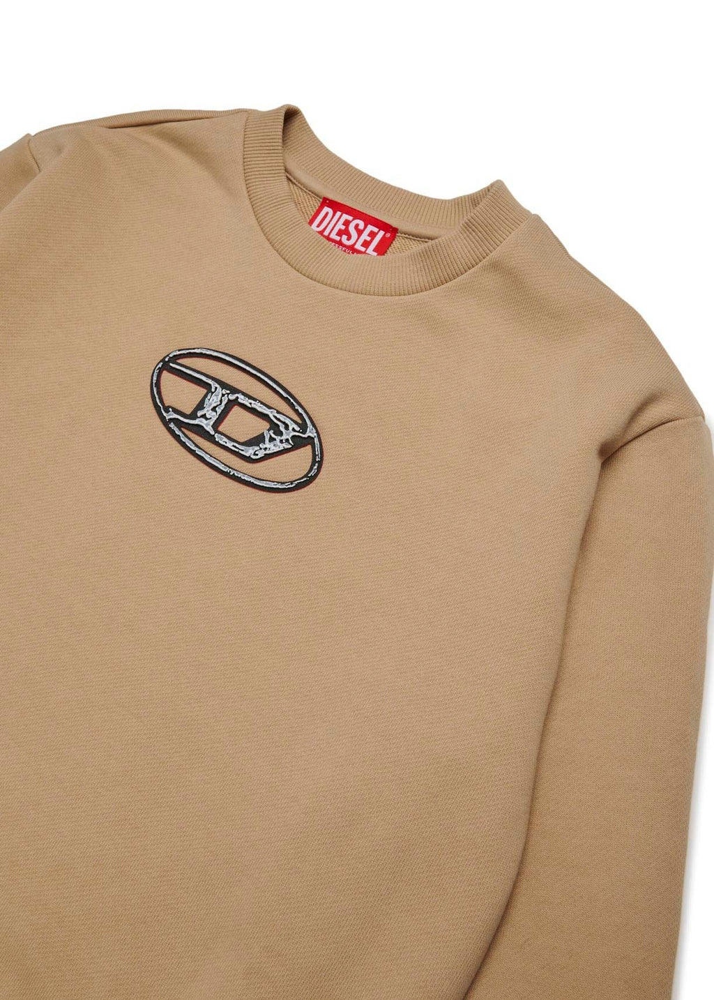 Diesel Kids Felpa Girocollo Beige Oval D per Bambini